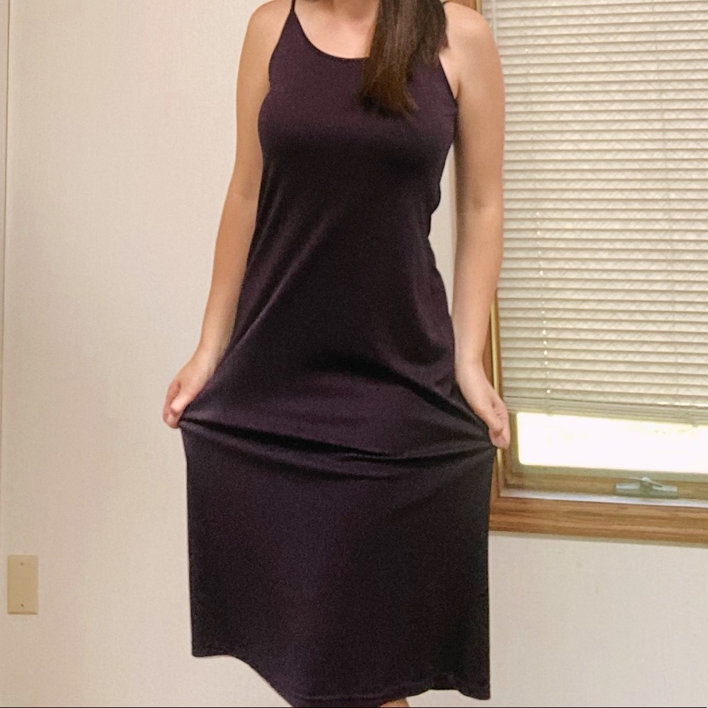 VINTAGE Elegant Purple Sleeveless Midi Dress